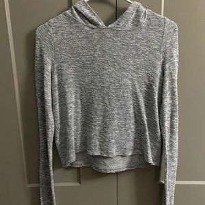 Cropped hooded long sleeve sweater